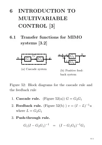 6  INTRODUCTION TO  MULTIVARIABLE  CONTROL [3]  6.1  Transfer functions for MIMO  systems [3.2]  y