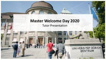 Master Welcome Day 2020  Tutor Presentation  Photo: University of Zurich; Frank Brderli  Master