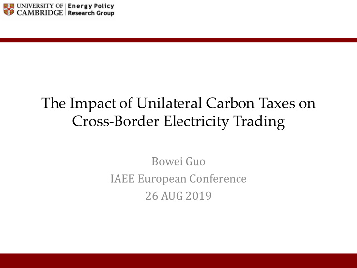 the impact of unilateral carbon taxes on