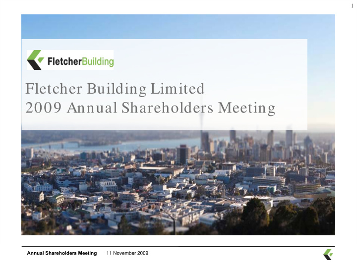 fletcher building limited 2009 annual shareholders meeting
