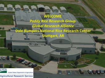 WELCOME  Paddy Rice Research Group  Global Research Alliance  Dale Bumpers National Rice Research