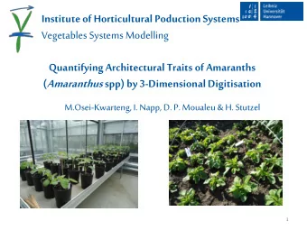 M.Osei-Kwarteng, I. Napp, D. P. Moualeu &amp; H. Stutzel  1 A.cruentus : Ex Zim  Vegetable  2