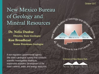 New Mexico Bureau  of Geology and  Mineral Resources  Dr. Nelia Dunbar  Director, State Geologist
