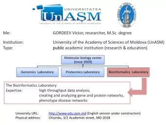 Me:  GORDEEV Victor, researcher, M.Sc. degree  Institution:  University of the Academy of Sciences
