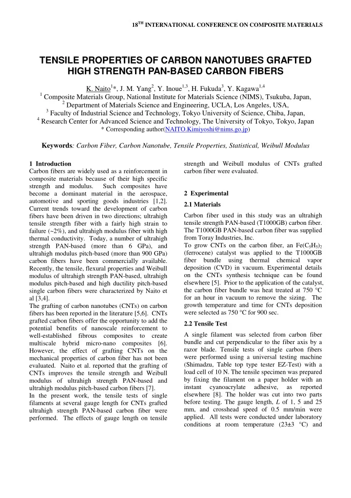 tensile properties of carbon nanotubes grafted high