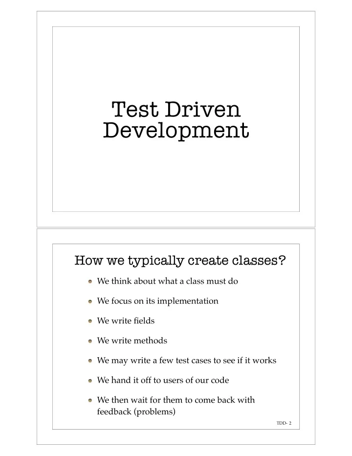 test driven development