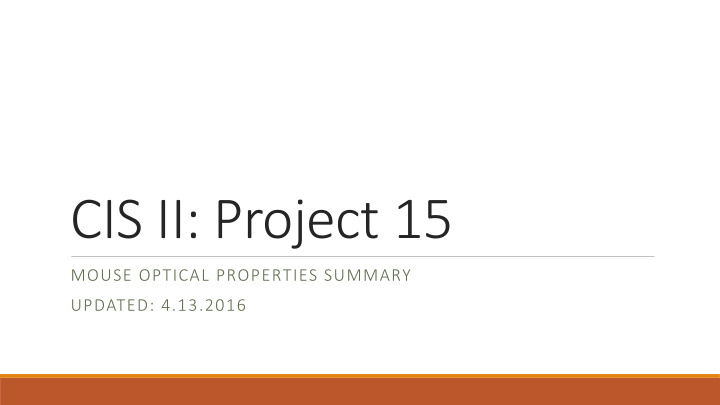 cis ii project 15