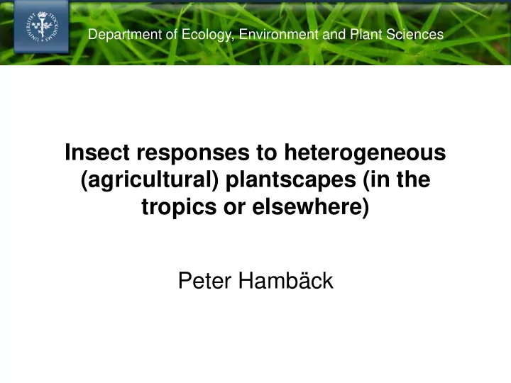 department of ecology environment and plant sciences