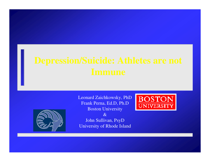 depression suicide athletes are not immune