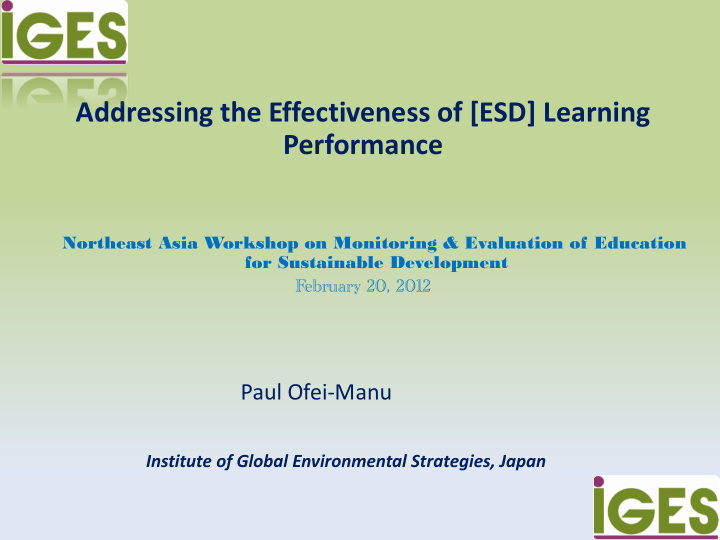 evaluation of the progress made on esd implementation is