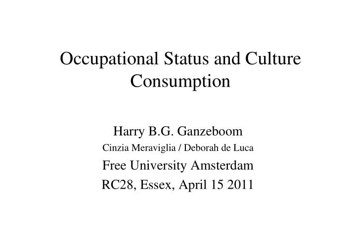 occupational status and culture consumption
