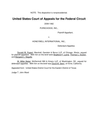 United States Court of Appeals for the Federal Circuit  2008-1482  PURECHOICE, INC.,