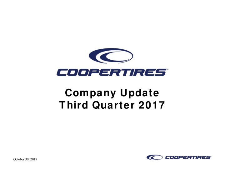 company update third quarter 2017