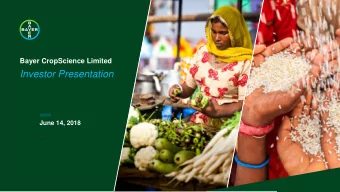 Investor Presentation  ///////////  June 14, 2018 .  Cautionary Statements Regarding