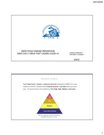 8/27/2020  INFECTIOUS DISEASE PREVENTION:  VIRGINIA EMERGENCY  SARS-COV-2 VIRUS THAT CAUSES