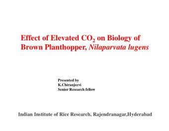 Effect of Elevated CO 2 on Biology of Brown Planthopper, Nilaparvata lugens  Presented by