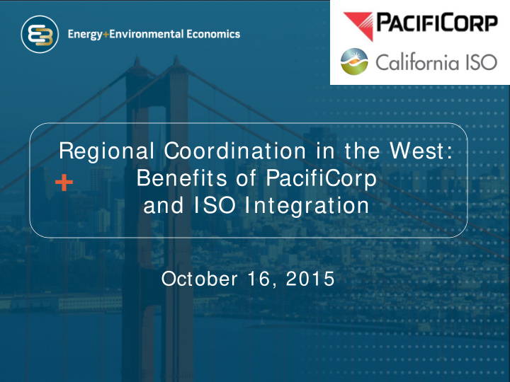 regional coordination in the west benefits of pacificorp
