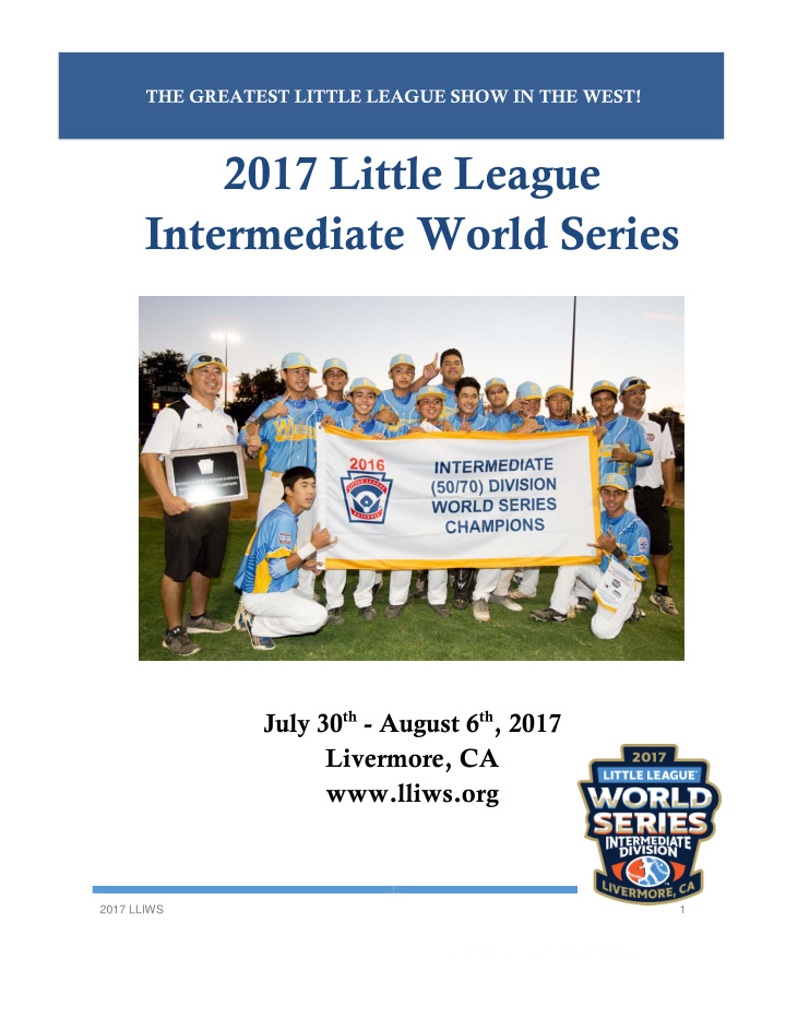 2017 little league intermediate world series