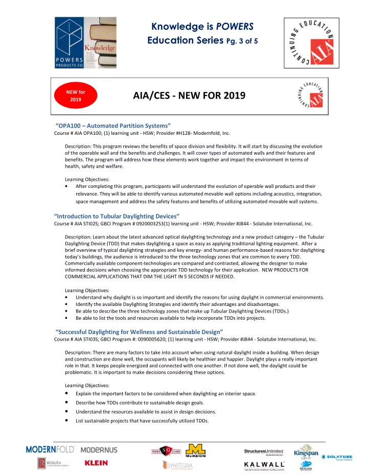 aia ces new for 2019