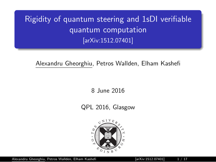 rigidity of quantum steering and 1sdi verifiable quantum