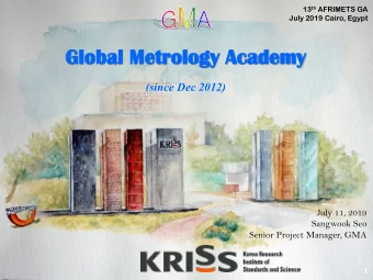 Glob  lobal  al Metrolo  ology  y Acad  ademy  my  (since Dec 2012)  July 11, 2019  Sangwook Seo
