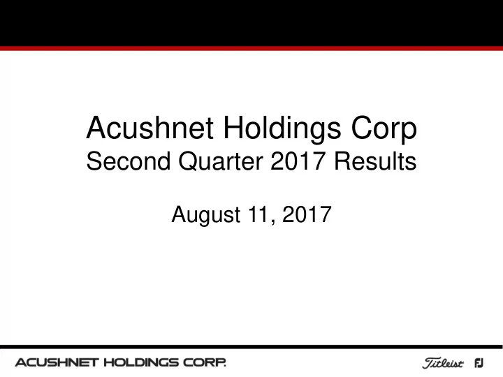 acushnet holdings corp
