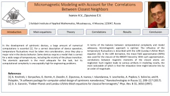 Micromagnetic Modeling with Account for the  Correlations  Between Closest Neighbors  Lab symbolics