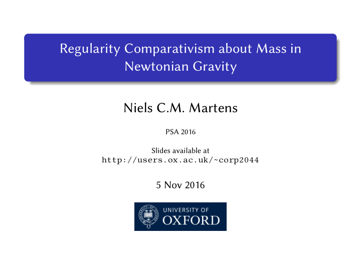 regularity comparativism about mass in newtonian gravity