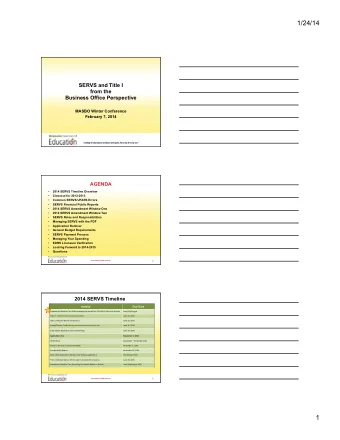 1/24/14  SERVS and Title I  from the  Business Office Perspective  MASBO Winter Conference