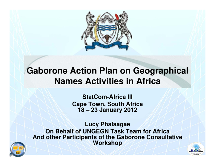 gaborone action plan on geographical names activities in
