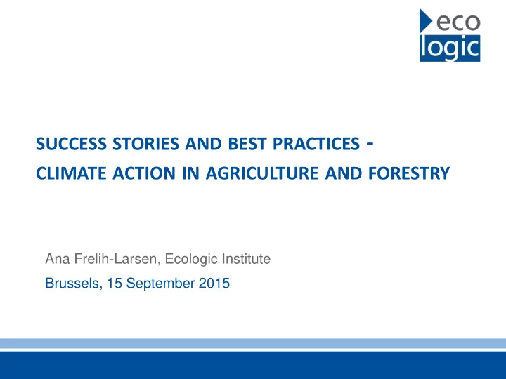 success stories and best practices