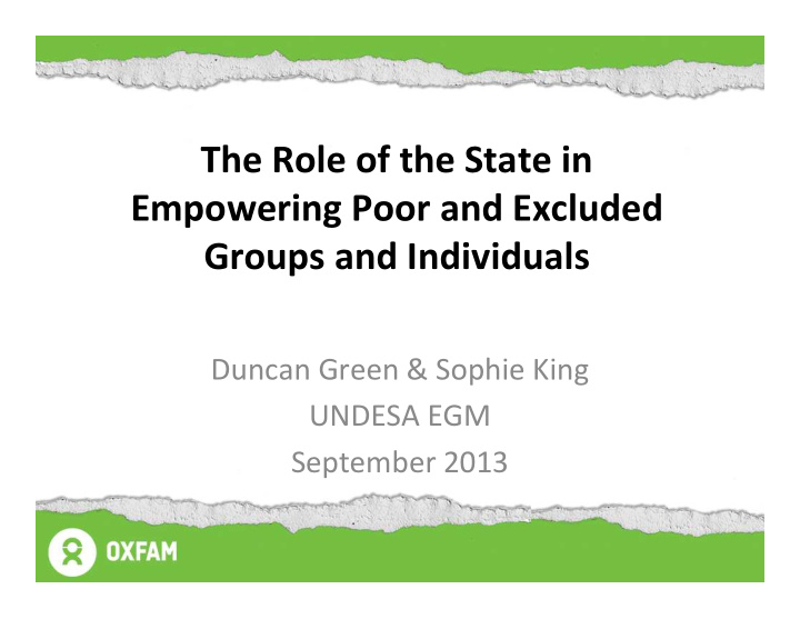 the role of the state in empowering poor and excluded