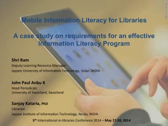 Mobile Information Literacy for Libraries  A case study on requirements for an effective