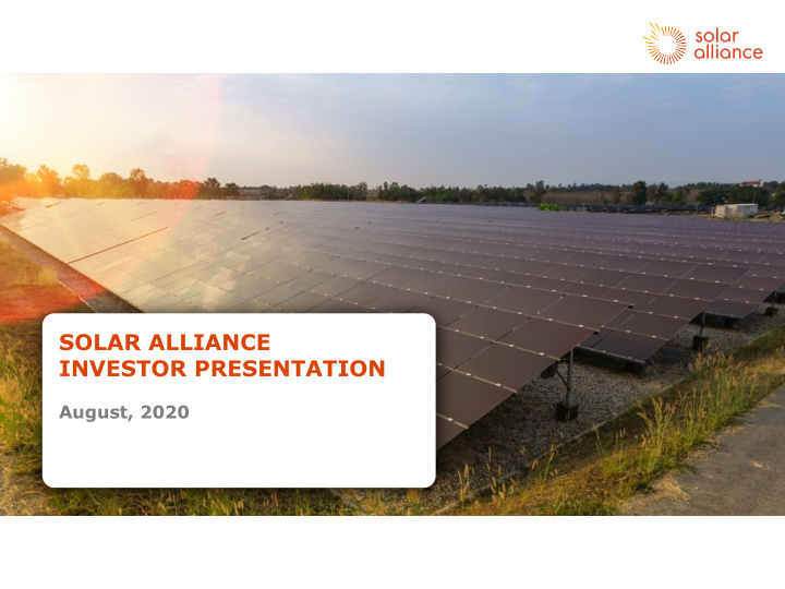 solar alliance investor presentation