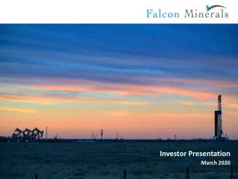 Investor Presentation  March 2020  Disclaimer  FORWARD-LOOKING STATEMENTS  Certain statements