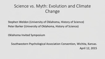Change  Stephen Weldon (University of Oklahoma, History of Science)  Peter Barker (University of