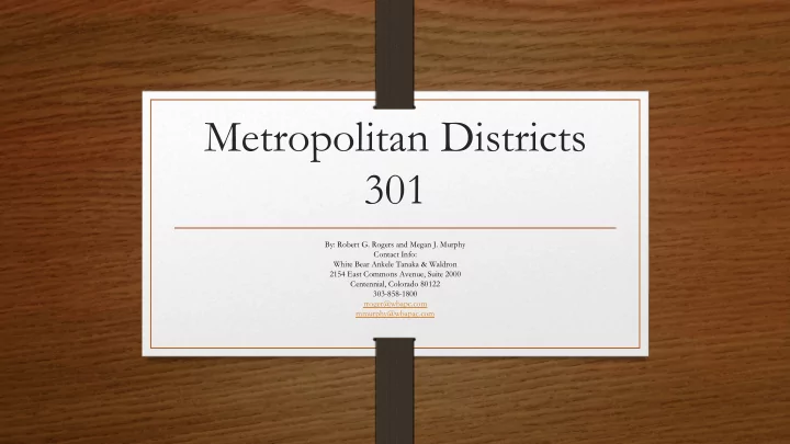 metropolitan districts 301