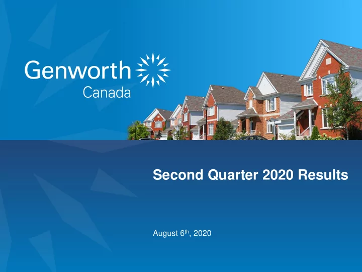 second quarter 2020 results