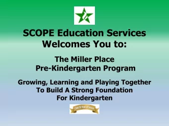 Welcomes You to:  The Miller Place  Pre-Kindergarten Program  Growing, Learning and Playing