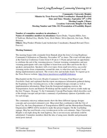Iowas Living Roadways Community Visioning 2016  Community: University Heights Minutes by Trees