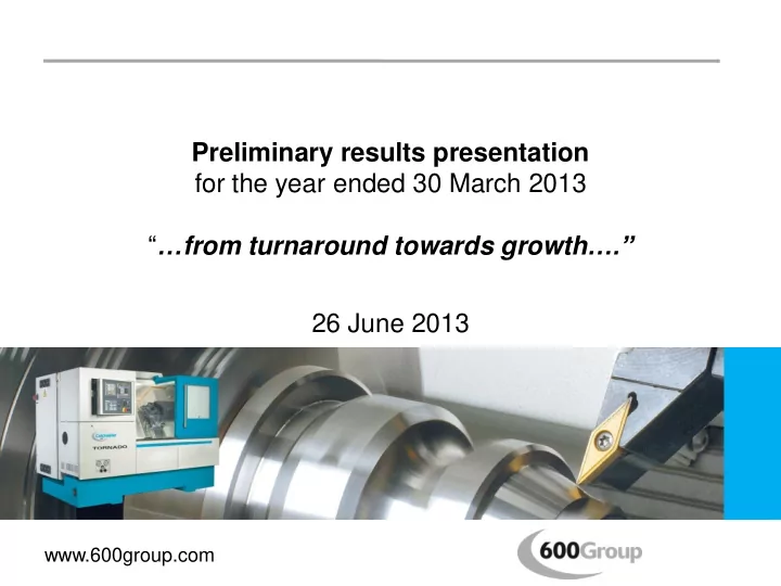 for the year ended 30 march 2013