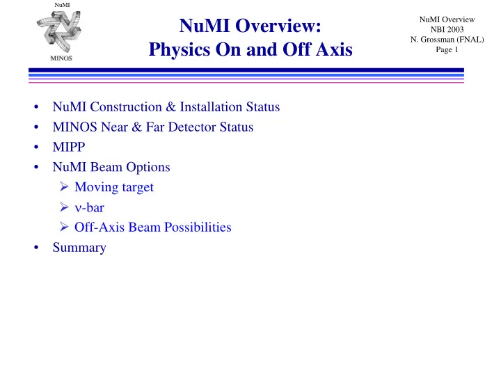 numi overview
