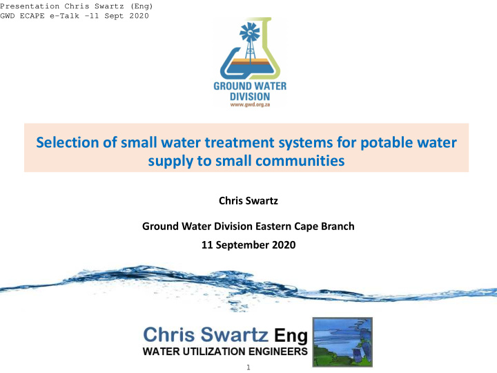 selection of small water treatment systems for potable