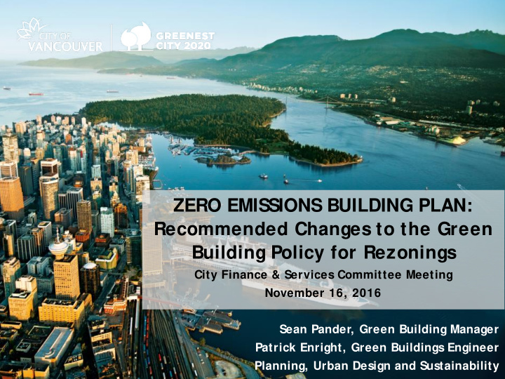 zero emissions building plan recommended changes to the