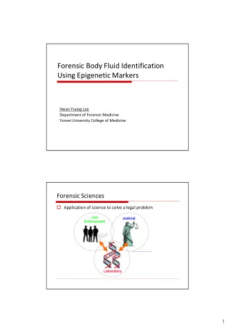Forensic Body Fluid Identification  Using Epigenetic Markers  Hwan Young Lee  Department of