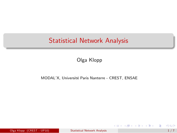 statistical network analysis