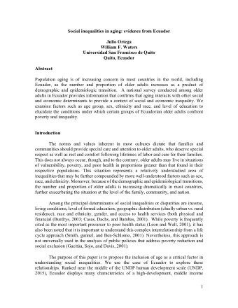 Social inequalities in aging: evidence from Ecuador  Julio Ortega  William F. Waters  Universidad