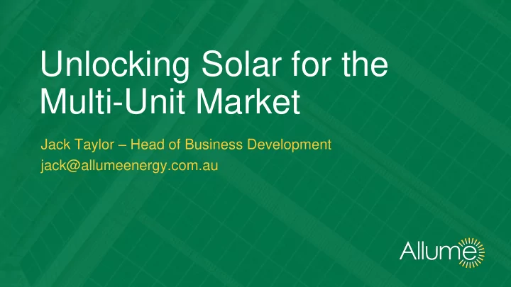 multi unit market