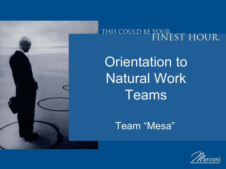 orientation to natural work teams