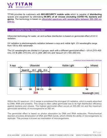 UV DISINFECTION TECHNOLOGY  Ultraviolet technology for water, air and surface disinfection is based